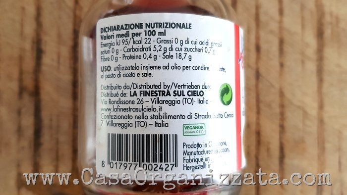 acidulato di umeboshi - valori nutrizionali