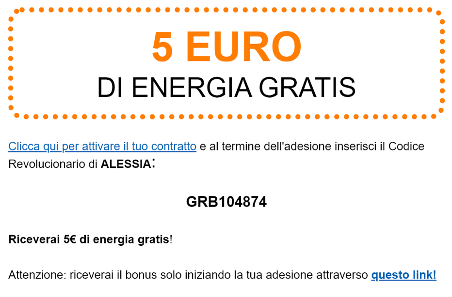 5 euro di energia gratis