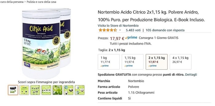 acido citrico su amazon_